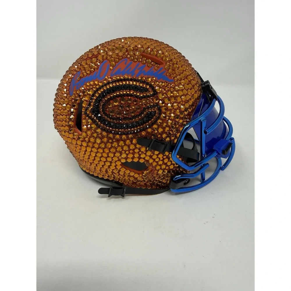 RARE Dual Signed Caleb Williams/Rome Odunze SWAROVSKI Crystal Mini Helmet Bears